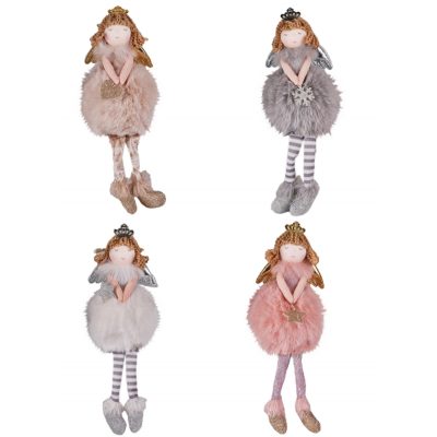 Angyal szörmés lógó lábó több szín14cm