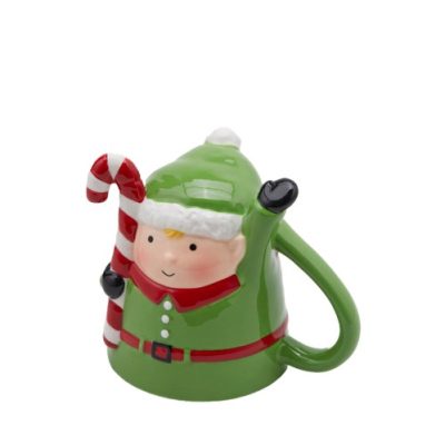 Bögre porcelán zöld manó 12x10cm