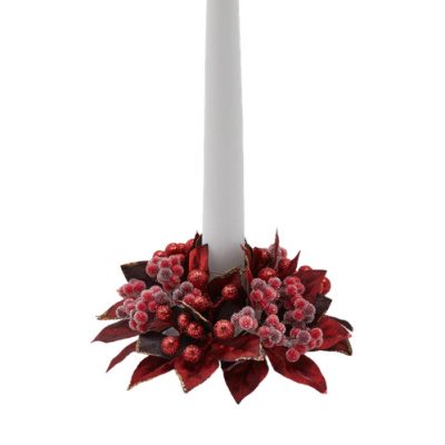 Gyertyagyűrű bordó bogyós 13cm átmérő