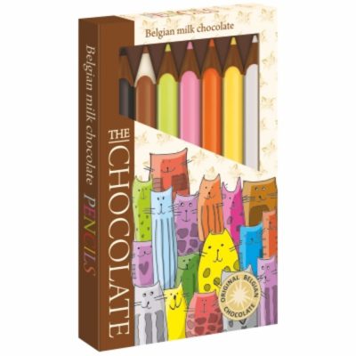 Chocolate színezett, formázott tejcsokoládé ceruzák cicás 100g