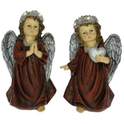 Angyal imádkozó, szívvel led-es 27cm