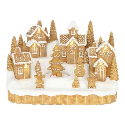 Dioráma mézeskalács falu Led-es 19cm