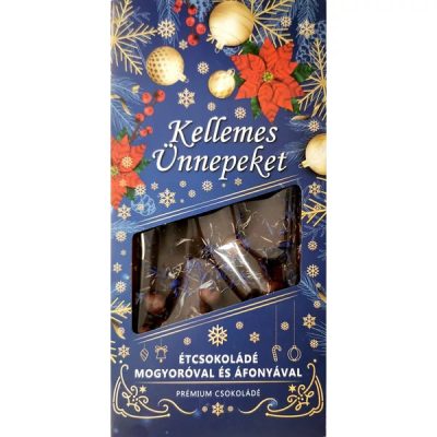 Kellemes Ünnepeket Étcsokolédé mogyoróval áfonyával 100gr