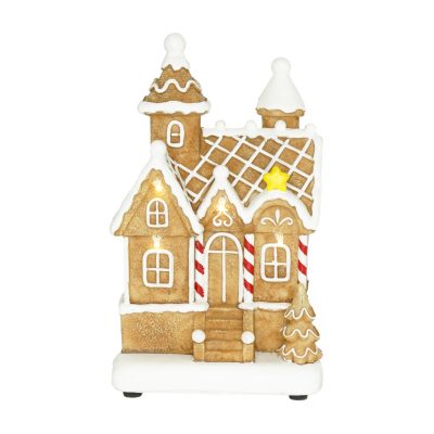 Mézeskalács ház LED-es poly 12x10x19cm
