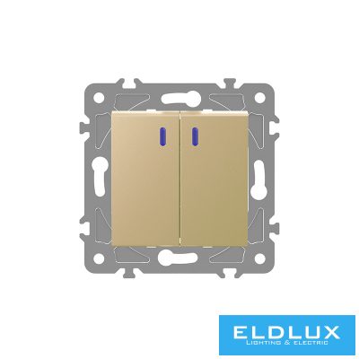 ELDGROUND Jelzőfényes kettős váltókapcsoló Arany