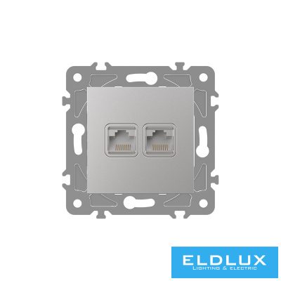 ELDGROUND 2×RJ45 Cat.5e UTP aljzat Ezüst