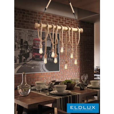 UNIVERSO Kender kötél csillár 8xE27 max. 240V ∅1000×1400mm fekete