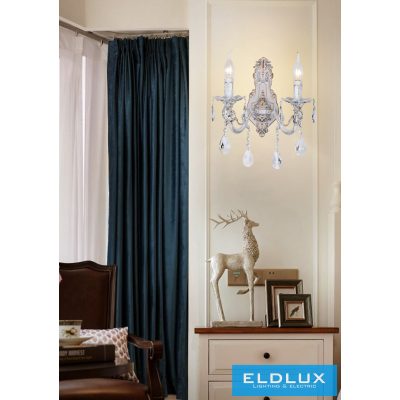 UNIVERSO Fali lámpa 2 karos 2xE14 Max.40W D29x35cm fehér/arany