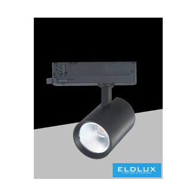 UNIVERSO Háromfázisú sínhez spotlámpa 30w 3250lm 3000k Ra90 38° IP20 Fekete D75x120mm 5év