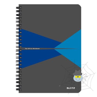 Spirálfüzet LEITZ Office A/5 PP borítóval 90 lapos kockás kék