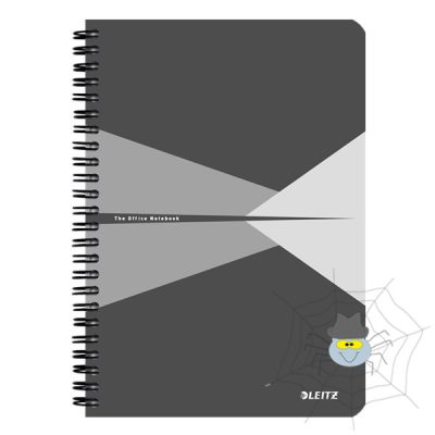 Spirálfüzet LEITZ Office A/5 PP borítóval 90 lapos kockás szürke