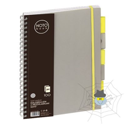 Spirálfüzet regiszteres GRAND A/4 kockás 100 lapos szürke