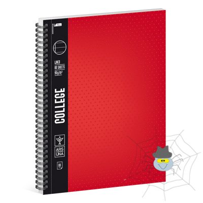 Spirálfüzet ARS UNA College A/4 80 lapos vonalas piros
