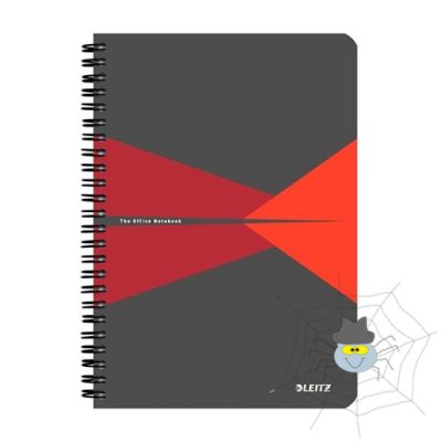 Spirálfüzet LEITZ Office A/5 karton borítóval 90 lapos vonalas piros