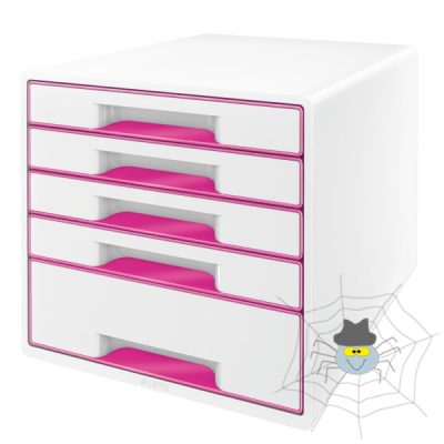 Irattartó LEITZ Wow Cube 5 fiókos fehér/rózsaszín