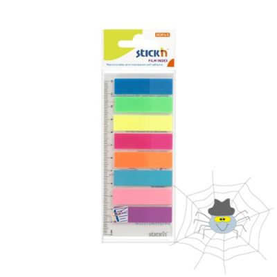 STICK'N 45 x 12 mm műanyag neon mix öntapadó oldaljelölő - 8 x 25 csík/csomag