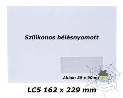 LC5 (162 x 229 mm) szilikonos, bélésnyomott, jobb ablakos boríték