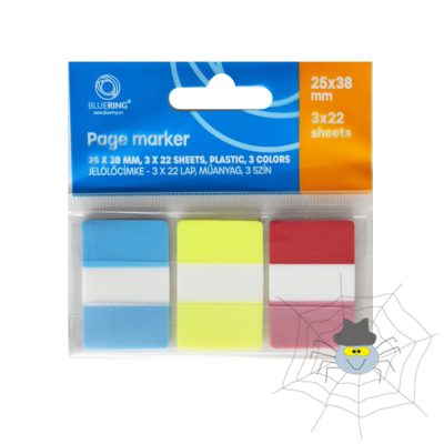 Jelölőcímke 25x38mm, 3x22lap, műanyag 3szín Bluering®,