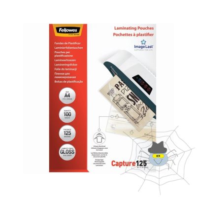 Lamináló fólia, A4, 125 micron, fényes, 100 db/doboz, Fellowes®