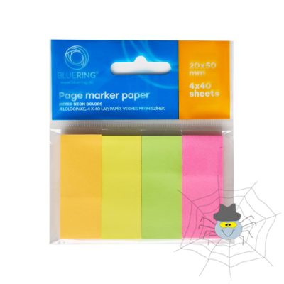 Jelölőcímke 20x50mm, 4x40lap, papír, vegyes neon színek Bluering®
