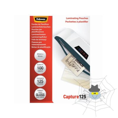 Lamináló fólia, 65x95mm, 125 mikron, fényes, 100 db/doboz, Fellowes®