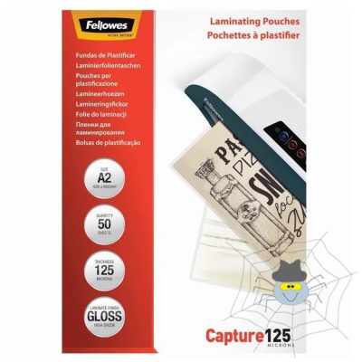 Lamináló fólia, A2, 125 mikron, fényes, 50 db/doboz, Fellowes®