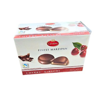Carstens marcipános tejcsokoládé meggyes 210g