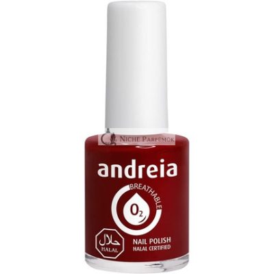 Andreia Halal Légáteresztő Körömlakk, Vízáteresztő, Fényes, Vegán és Állatkísérlet-mentes, 10,5ml, B14 Piros