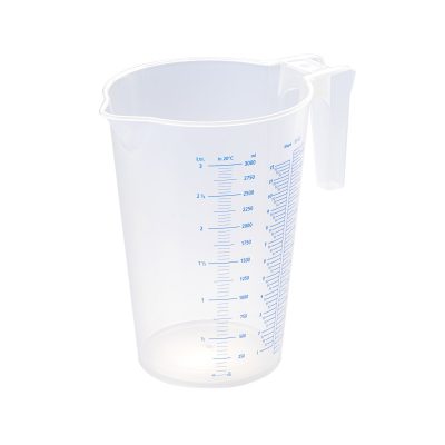 Műanyag Mérőkancsó akasztható fogóval 3 literes, polipropilén