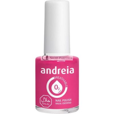 Andreia Halal Légáteresztő Körömlakk Fényes, Vízáteresztő, Vegán és Állatkísérlet-mentes 10.5ml, B8 Pink
