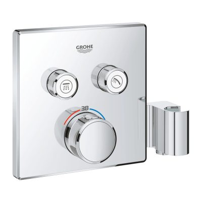 GROHE Grotherm SmartControl termosztatikus vezérlő, négyzet alakú, zuhanytartóval