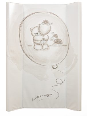 LufiMackó – Pelenkázólap merev peremes 80×50 cm | bézs-barna grafikus mackó mintával