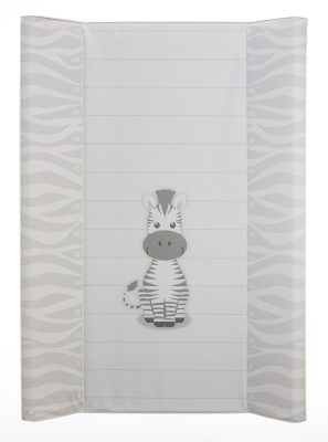 Zebra Zénó – Pelenkázólap puha peremes 70×50 cm | Fehér-szürke, zebra minta, vízlepergető, bababarát