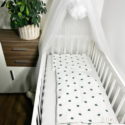 Zöld Kaktuszok – 2 részes babaágynemű szett duplagéz anyagból, 70×90 cm, természetes mintával