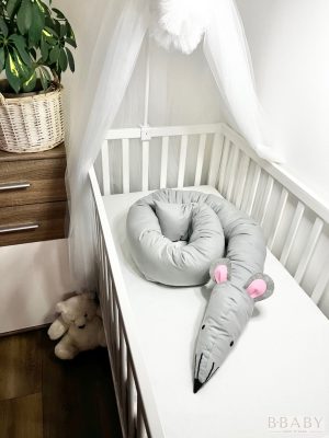 Jerry – Egérke szundi hengerpárna 200x20 cm | Babapárna pamut huzattal, antiallergén töltettel