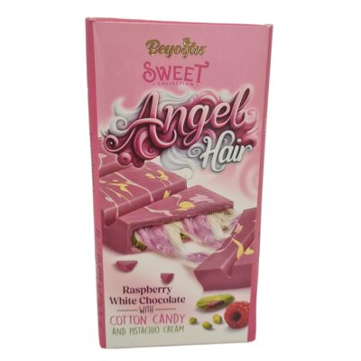 Beyoglu Angyalhaj Málnás Csokoládé Pisztáciával és Vattacukorral töltve 185g