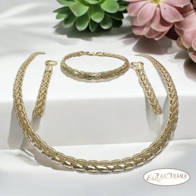 14K Gold Filled nyaklánc, karkötő és fülbevaló szett - Szilvia