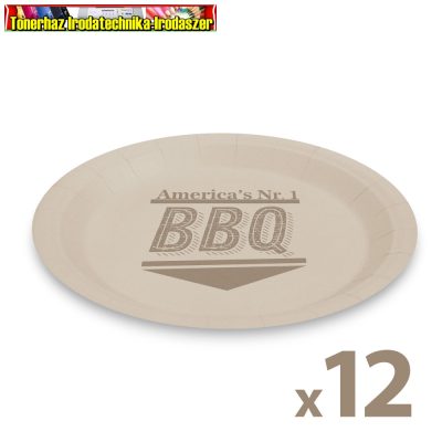 Papírtányér, kerek, 23 cm átmérő - BBQ - (12db/csg) 58235D