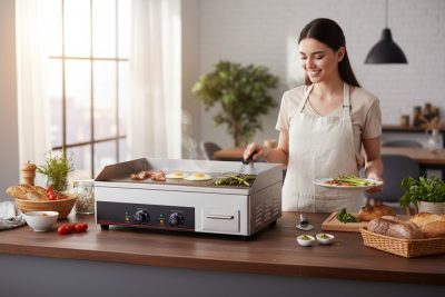 Elektromos rostlap 2/3 sima 1/3bordázott, 230V/3,6kW,640x450x250