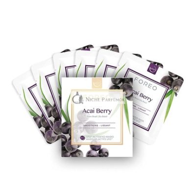FOREO Acai Berry UFO Aktivált Arcmaszk Száraz és Érett Bőrre 3-Pack Antioxidáns és Tömörítő Acai Bogyó és Shea Vaj, Állatkísérlet-mentes, Minden UFO Eszközzel Kompatibilis
