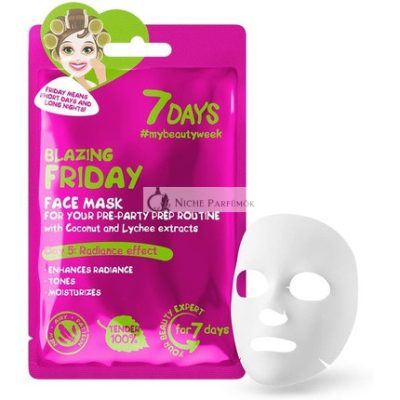 7DAYS Arcpakolás Szépség Firmáló Hidratáló Arcpakolás Kollagénnel, Sheavajjal, Hialuronsavval és Kókuszvízzel, Akne Kezelés, Világosító, Anti-Aging, Fáradtság Elleni 33g - Péntek