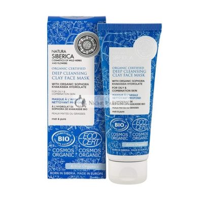 Natura Siberica Bio-Ccertifikált Mélytisztító Agyagos Arcmaszk Zsíros és Kombinált Bőrre 75ml