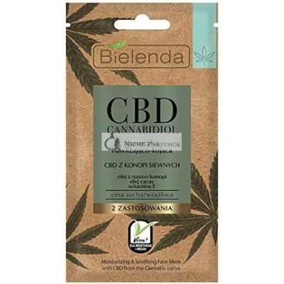 Bielenda CBD Kannabidiol Hidratáló Nyugtató Arcmaszk Száraz és Érzékeny Bőrre, 8g
