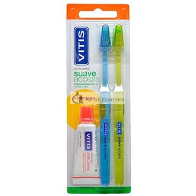 VITIS Duplo Access Soft fogkefe + fogszuvasodás elleni fogkrém, 15 ml