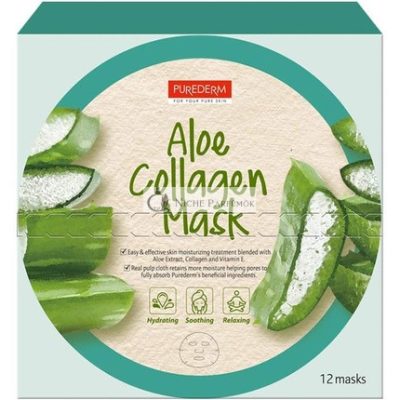 Purederm Aloe Kollagén Maszk Aloe Verával, Kollagénnal és E-vitaminnal, 18g