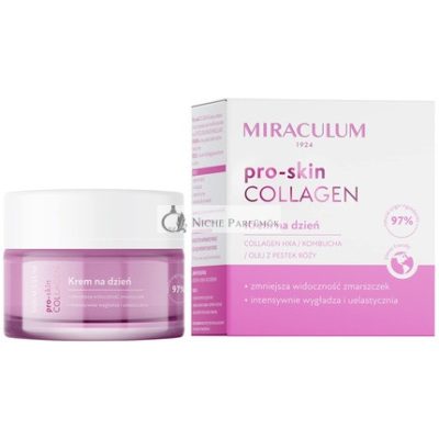 Miraculum Kollagén Pro-Bőr Nappali Krém Ránctalanító Arckrém, Revitalizálja és Simítja a Ráncokat, Kollagén Kombucha, Minden Bőrtípusra, 50ml