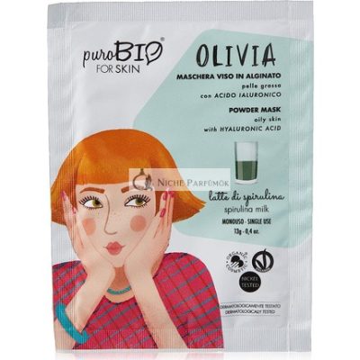 PUROBIO Olivia Spirulina Tej Alginate Arcmaszk Zsíros Bőrre, Illatmentes