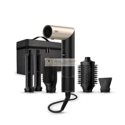 Silk'n SilkyAir Flex 5 az 1-ben Hajformázó és Hajszárító Automatikus Hullámosító Tartozékkal, Fésű Kefe, Ovális Kefe, Koncentrátor, Diffúzor, Tároló Tok, Nincs Hőkárosodás, 1300W, Fekete