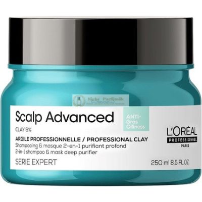 L'Oreal Professionnel Scalp Advanced, Professzionális Agyagos Anti-Olajos 2 az 1-ben, 250ml
