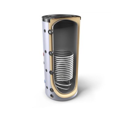 Fűtési 300 literes puffer tártály 1 hőcserélővel hőszigetelt melegvíz tárolás céljára ERP B energiaosztály